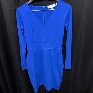 Lark & Ro Royal Blue V-Neck Long Sleeve Sheath Dress